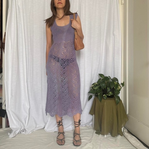 Mermaid core Brassy Olive Brown Crochet Dress - Picture 6 of 8